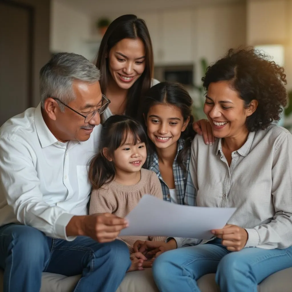 Familia colombiana revisando su plan patrimonial